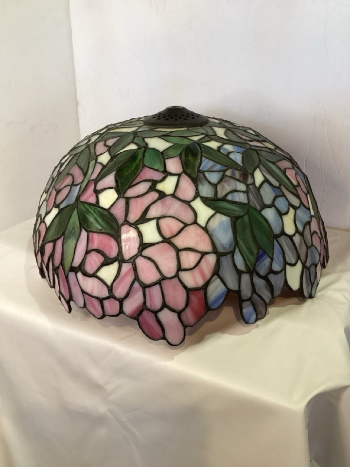 Tiffany Pink/Green Glass Flower Lamp Shade