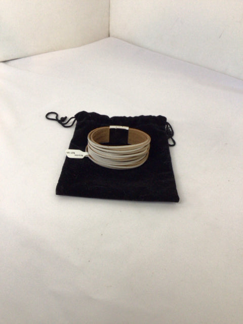Meghan Browne Leather Tan/White Wrap Bracelet