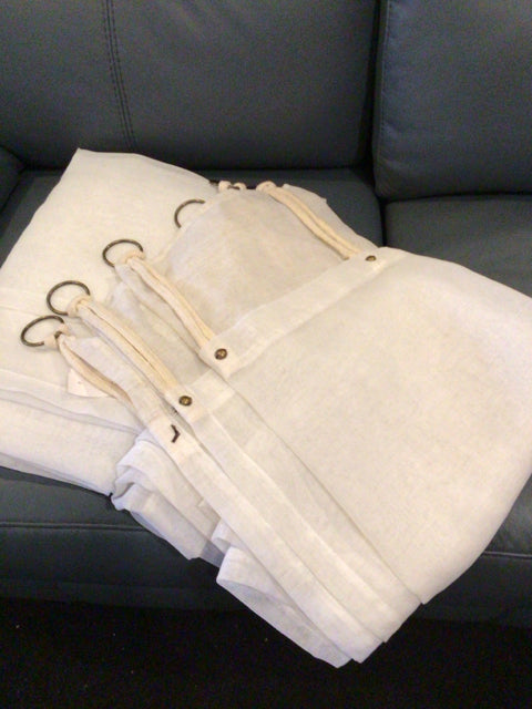 Sheer White Polyester Set of 2 Draperies/Curtains