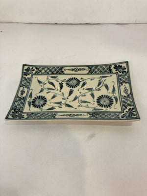 World Market White/Blue Porcelain Plate