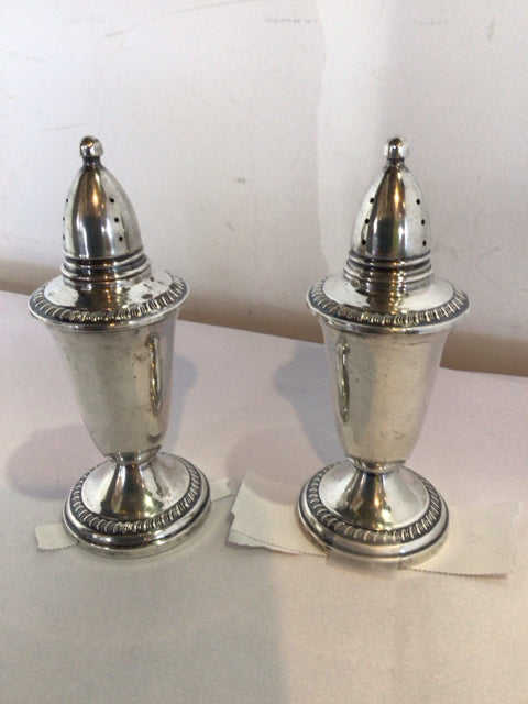 Pair Sterling Silver Weighted Salt & Pepper