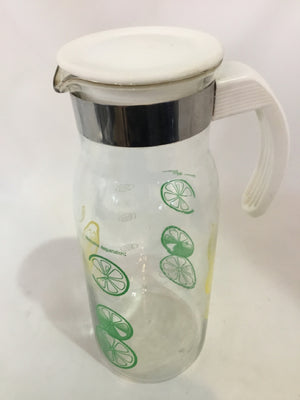 Pyrex Clear/White Glass Lemons and Limes Pitcher