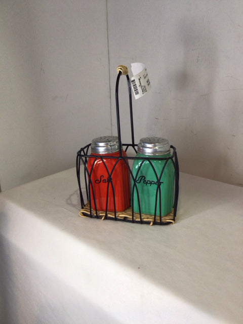 McKee Vintage Red/Green Glass Salt & Pepper