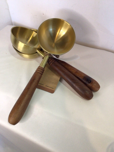 Set of 3 Brass/Wood Kitchen Access.