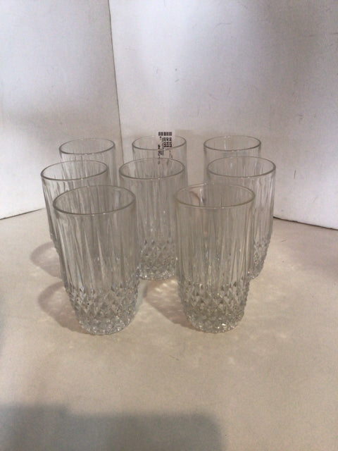 Stratton Set of 8 Clear Cut Glass Glasses