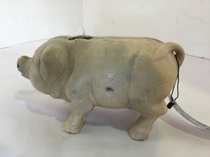 Vintage Peach Cast Iron Piggy Bank