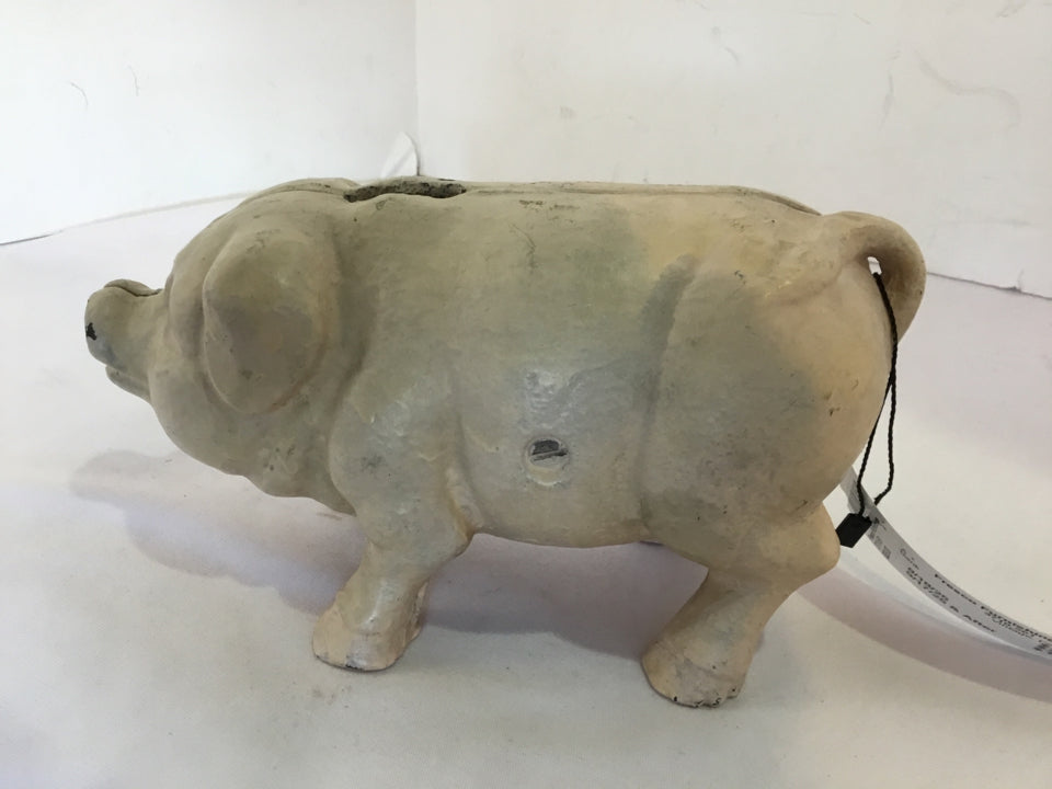 Vintage Peach Cast Iron Piggy Bank