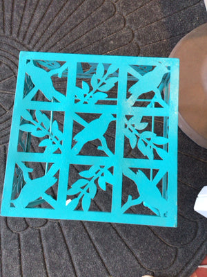 Indoor/outdoor Metal Birds Side/End Teal Table