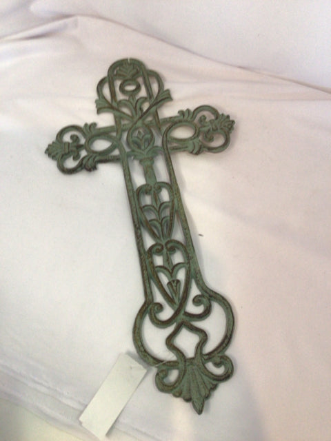 Metal Cross Green Wall Decoration