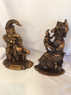 Vintage Brass Cast Iron Joker Pair Book Ends