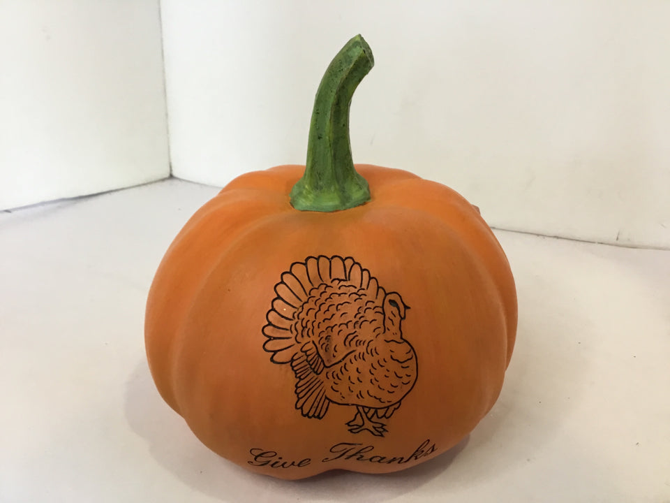 Fall Orange Ceramic Pumpkin Holiday Item