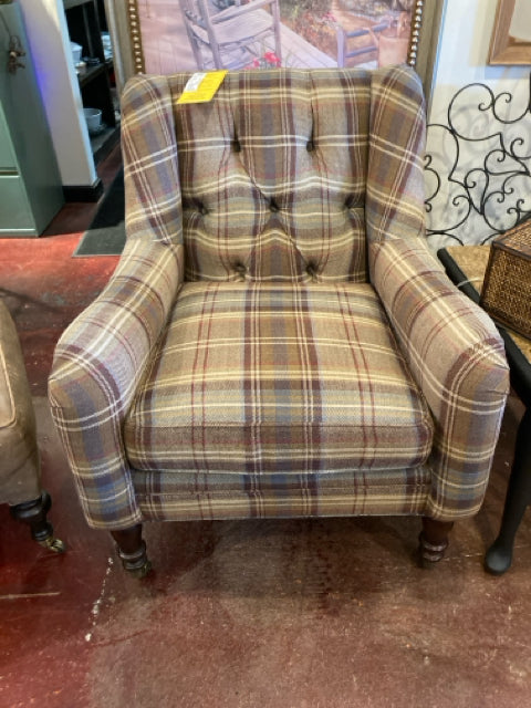 Tufted Plaid Tan/Gray Chair