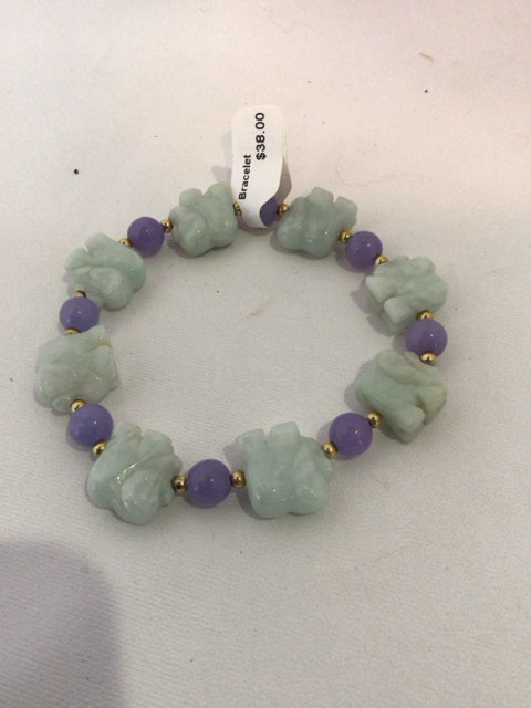 Blue/Pink Elephant Semi Precious Bracelet