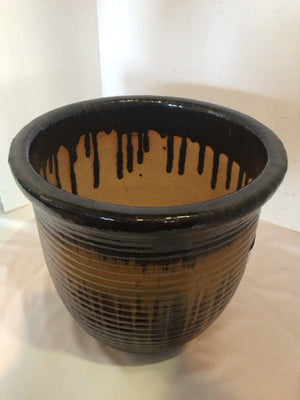 Brown Ceramic Drip Planter