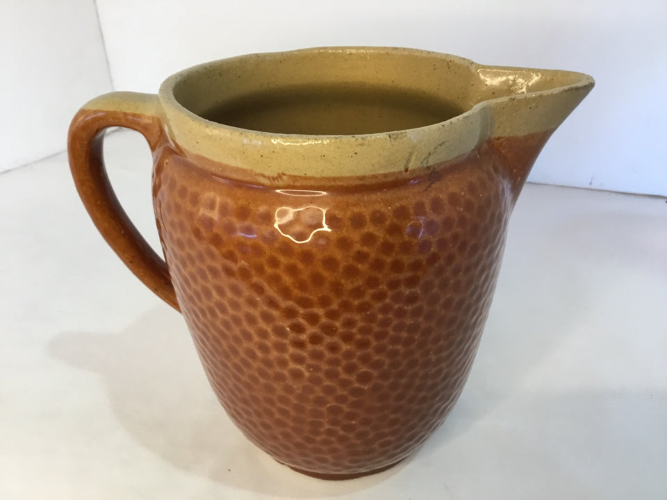Watt Pottery 1930's Orange Pottery Hammered Pitcher