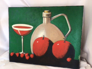 Painted Green/Red Canvas Apple Stretch Canvas Art