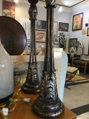 Brown/Silver Metal Lamp Set