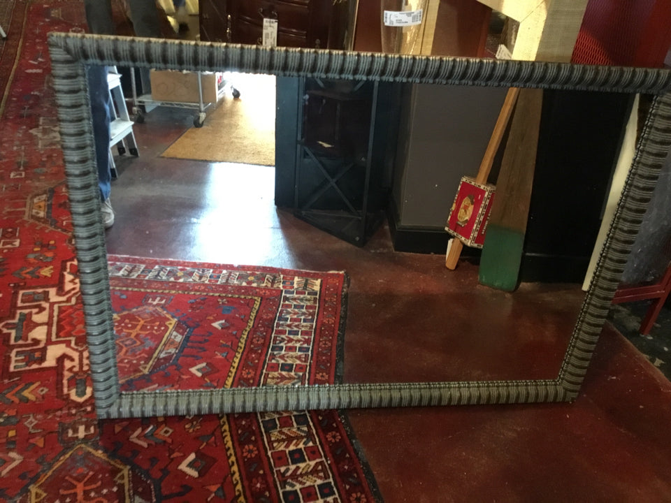 Rustic Brown Resin Ribbed Mirror