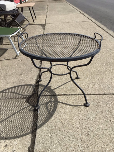 Outdoor/Outside Wrought Iron Round As Is Black Table
