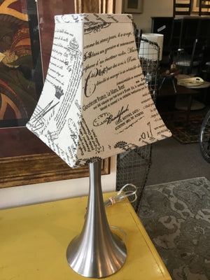 Silver/White Metal Lamp