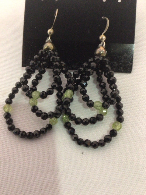 Black Triple Beads Earrings