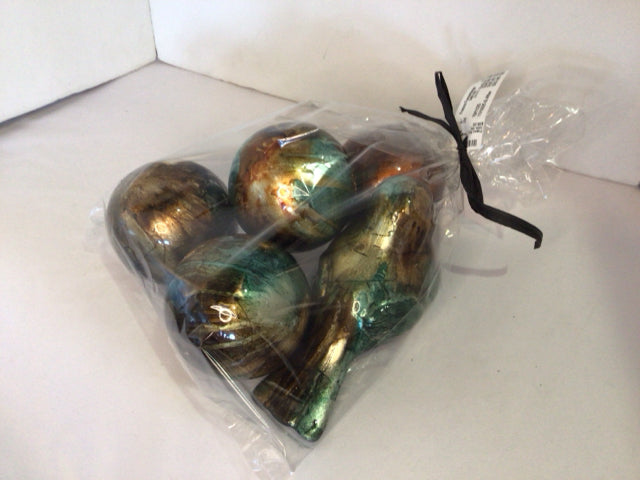 Set of 5 Blue/Brown Ceramic Ball