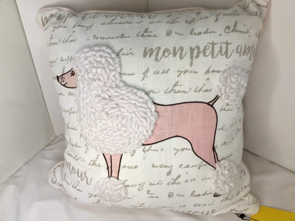 Pink/white Cotton Poodle Pillow