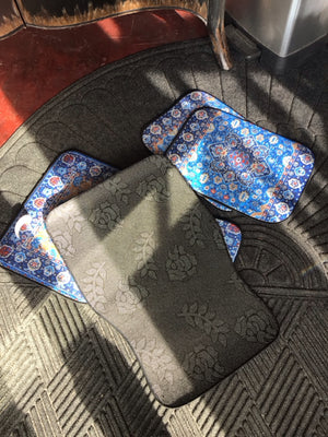 Set of 4 Polyester Car Mat Blue/Multi Rug