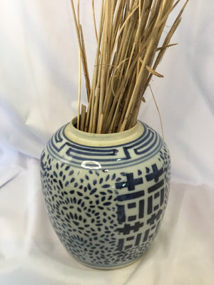 Blue/White Ceramic W/ Flowers Vase