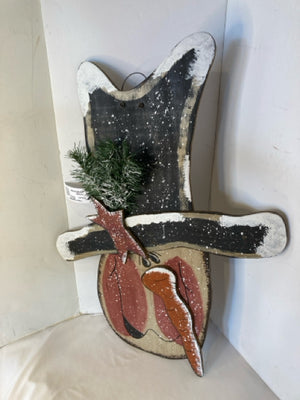 Christmas Black/White Wood Snowman Holiday Item