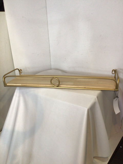 Opal House Wall Hanging Tan/gold Wood/Metal Shelf