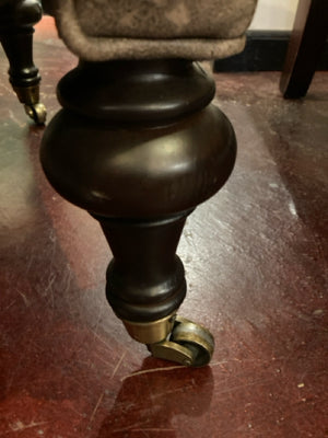 Brown Leather On Wheels FootStool/Ottoman