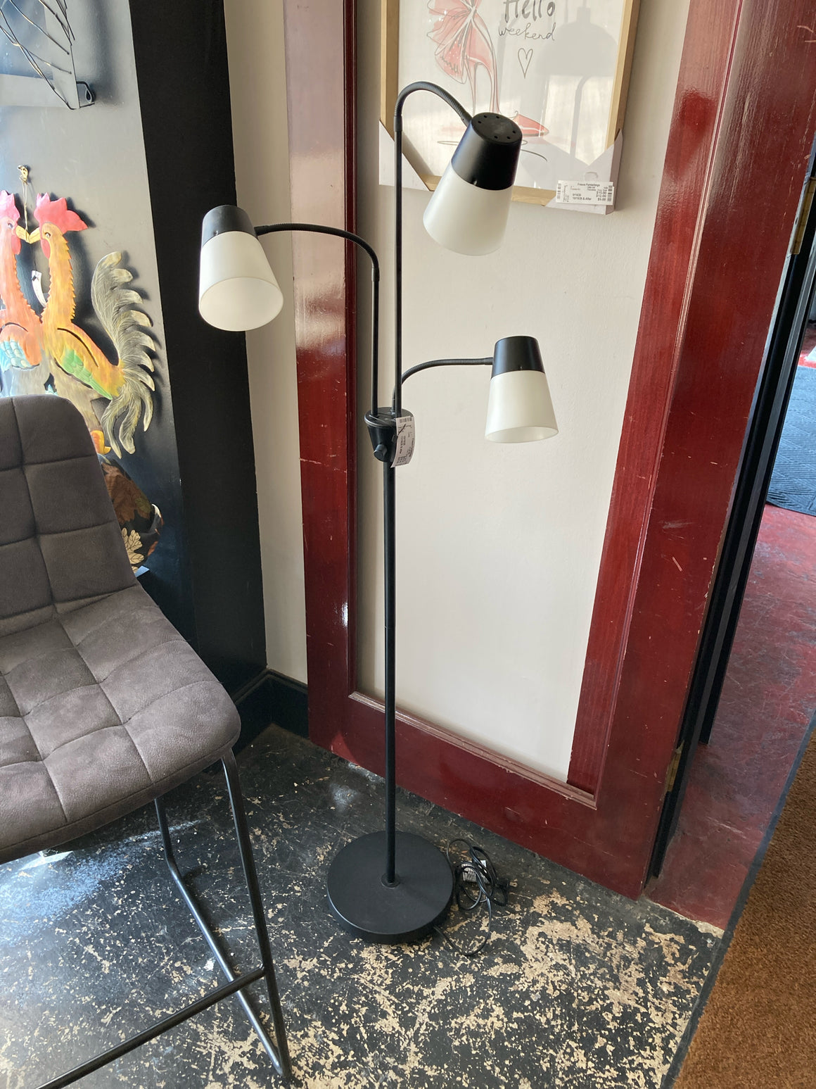 Floor Black Metal 3 Arm Adjustable Lamp