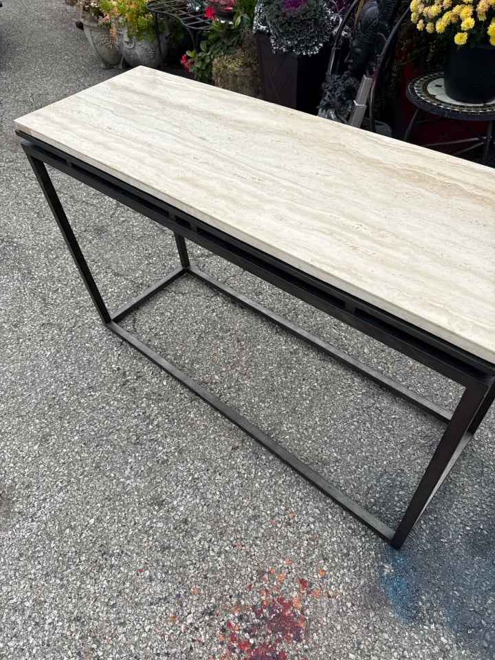 Console Metal Faux Marble Black/Cream Table