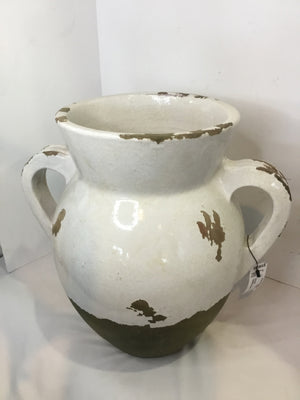 Pottery Barn Tuscan White/Brown Terracotta Urn