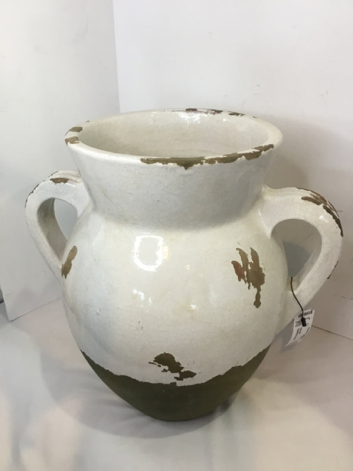 Pottery Barn Tuscan White/Brown Terracotta Urn
