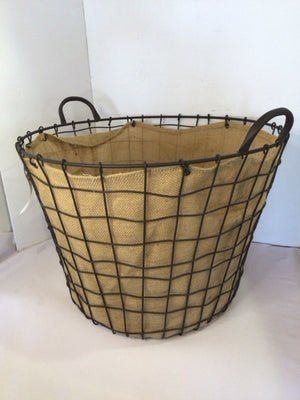 Industrial Gray/Tan Metal Basket