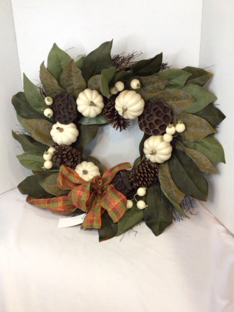 Fall Green/White Wreath Holiday Item