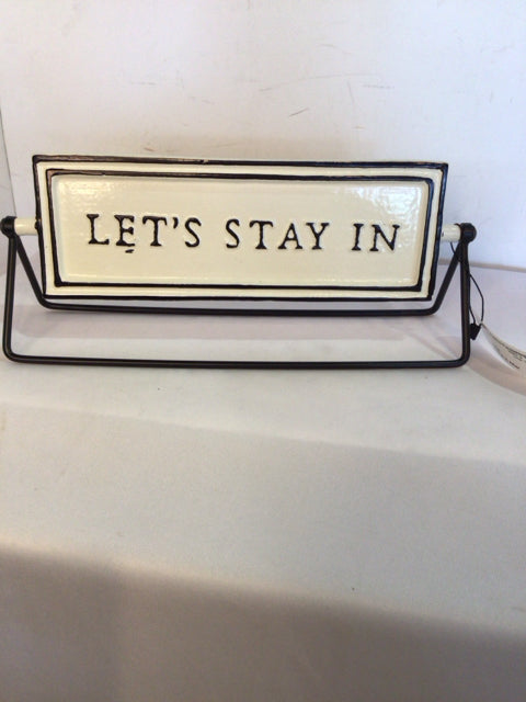 Desk White/Black Metal Sign