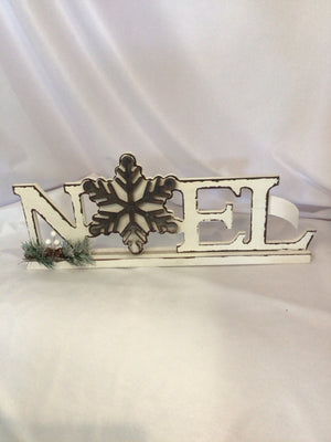 Sign White Wood Noel Holiday Item