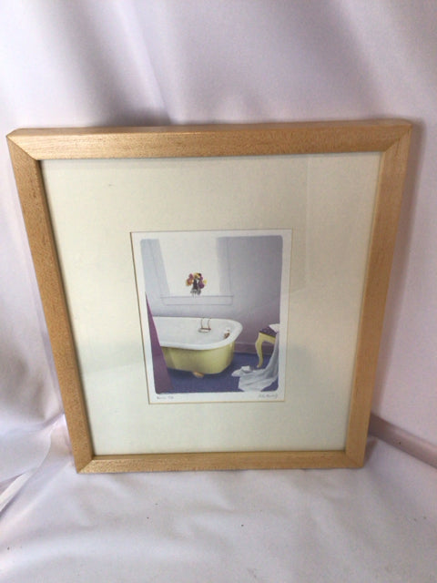 Matted Yellow Bathtub Framed Art