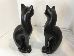 Maddux Mid Century Black Ceramic Cat Pair Figurine