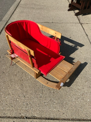 Eddie Bauer Vintage Tan/Red Wood Sled Holiday Item