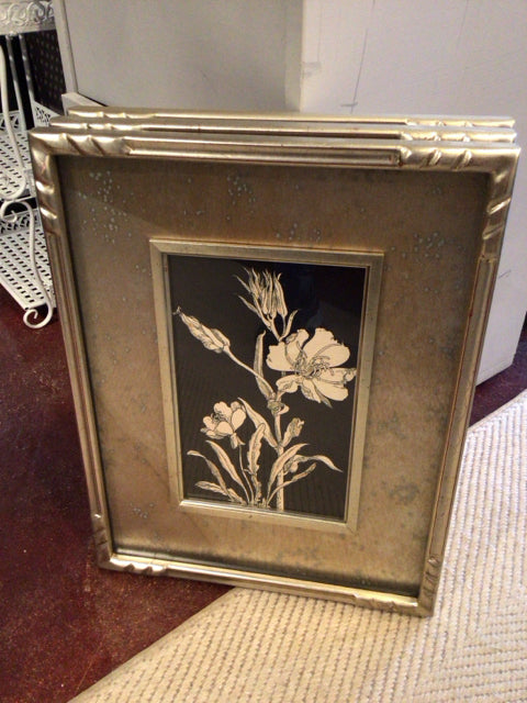 Uttermost Botanical Metallic Floral Framed Art