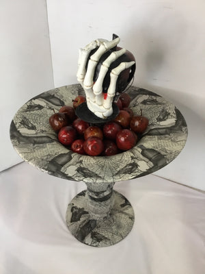 Halloween Red/white Glass Bowl Apple Holiday Item