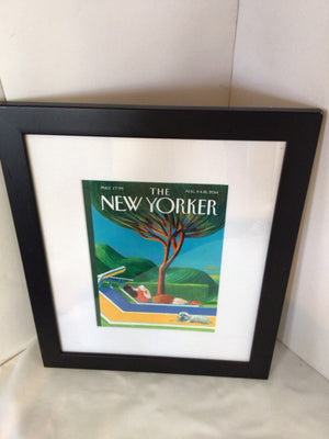 New Yorker Green/Blue Beach Framed Art