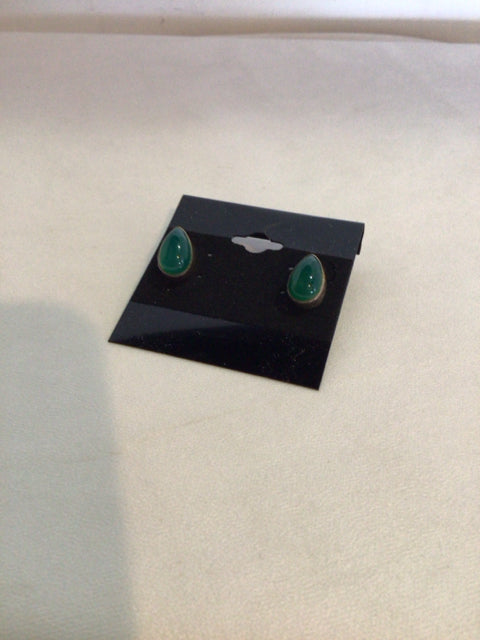 Sterling Silver Green/Gold Stud Earrings