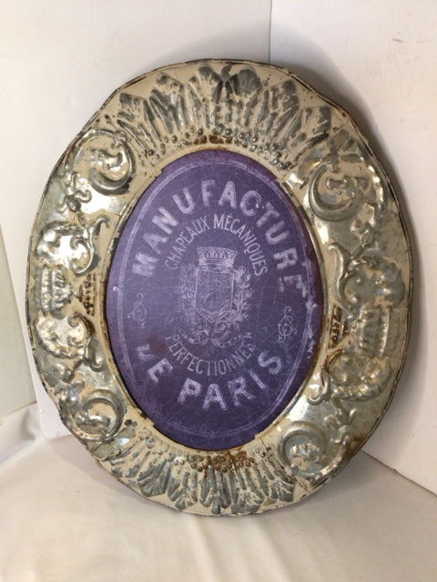 Sign Metal Oval Gray/Purple Wall Decoration Art