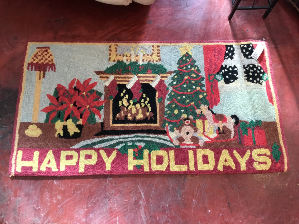 Rug Red/Green Needlepoint Christmas Holiday Item