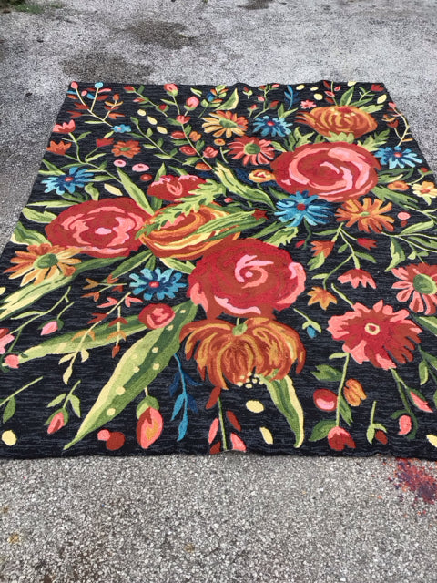 At home Wool Floral Black/Multi Rug